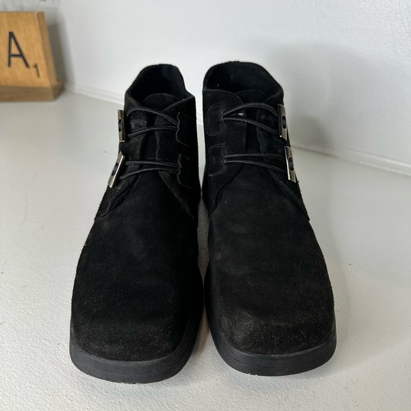 Aquatalia by Marvin K. Women’s Black Suede Ankle Boots Size 7.5 Square Toe Block - Picture 3 of 10